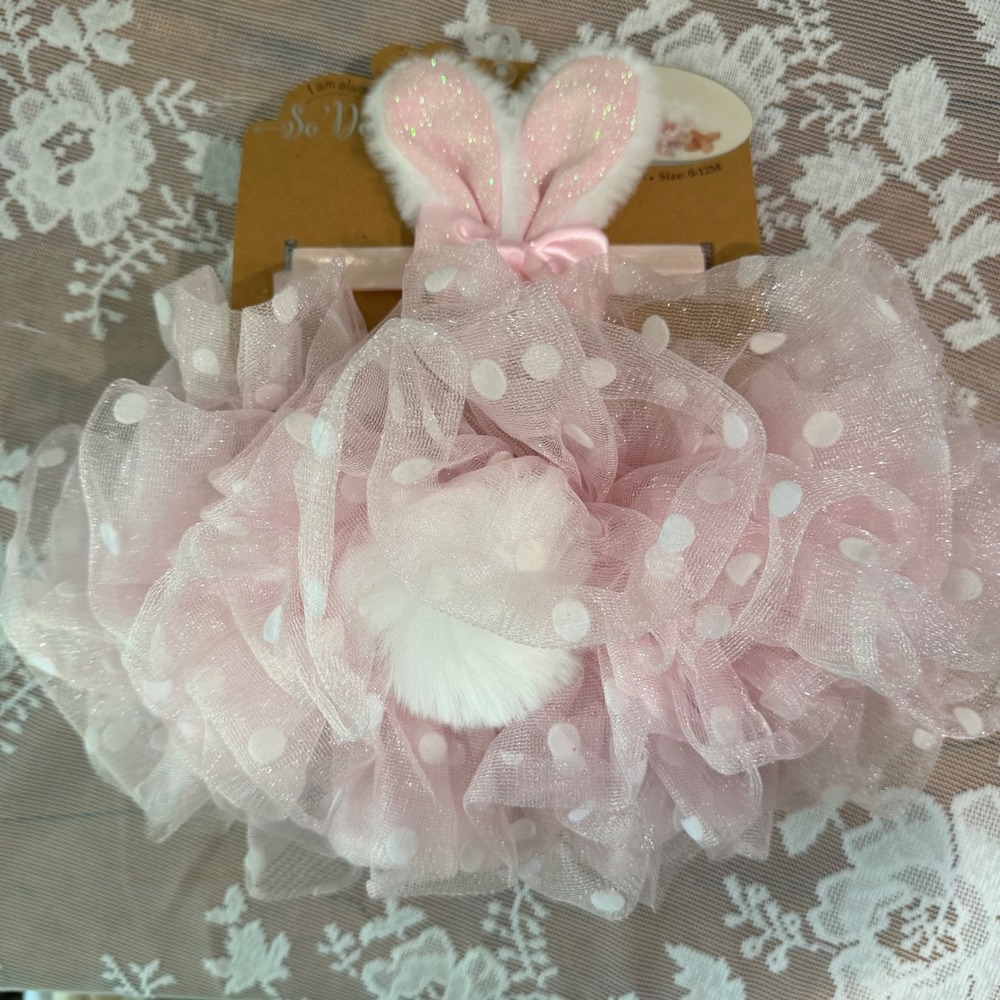 So'Dorable Tutu Set Baby Girls 0-12M Pink New Bunny Easter Polka Dot 2pc
